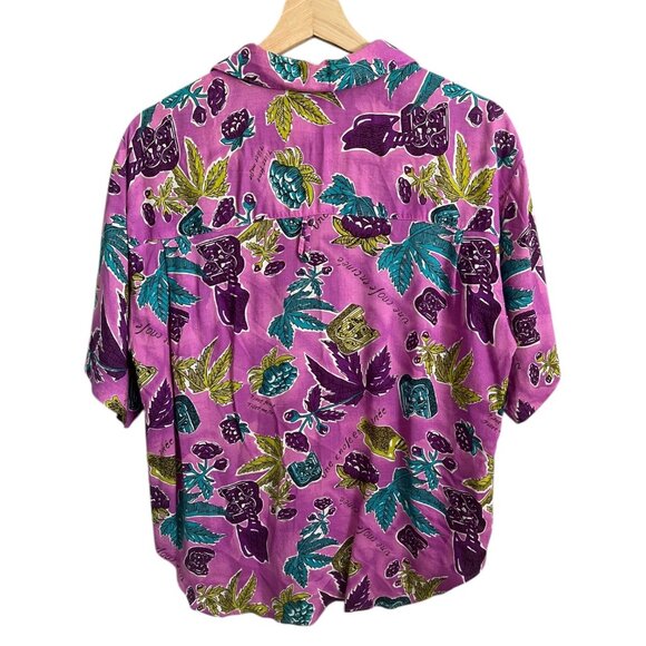 Vintage Ashleigh Morgan Womens Crop Hawaiian Shirt Pink Medium Tropical Resort‎ - Picture 2 of 12